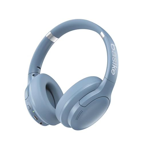 Basike Fone de Ouvido Bluetooth, ANC Cancelamento de Ruído Ativo Headphone Bluetooth 5.3+EDR, Som Surround 3D, Headset com Microfone, Certificação Hi-Pure Audio, 30 horas reprodução, Y6 (Azul)