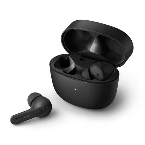 PHILIPS TAT2206BK/00 - Fone de ouvido sem fio TWS bluetooth com microfone, formato em haste, IPX4 e energia para 18 horas totais, Preto