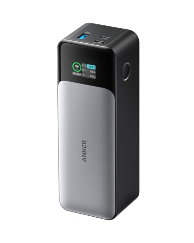 Anker 737 Gen 2 Power Bank, 24000mAh, Carregador Portátil para Laptop, 3-Portas 140W, Display Digital Inteligente, Compatível com iPhone, Vision Pro, Samsung, MacBook, Dell, AirPods e muito mais,Preto