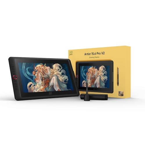 XPPen Artist 15.6 Pro V2 Display Mesa Digitalizadora con Tela de 15,4 polegadas, Caneta X3 Pro Smart Chip, Níveis de pressão de 16K, Teclas rápidas de Discagem Vermelha