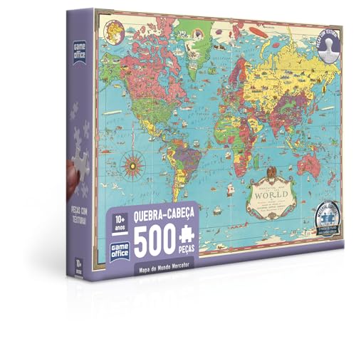 Toyster - Quebra-cabeça: Mapa do Mundo Mercator - 500 peças - Game Office
