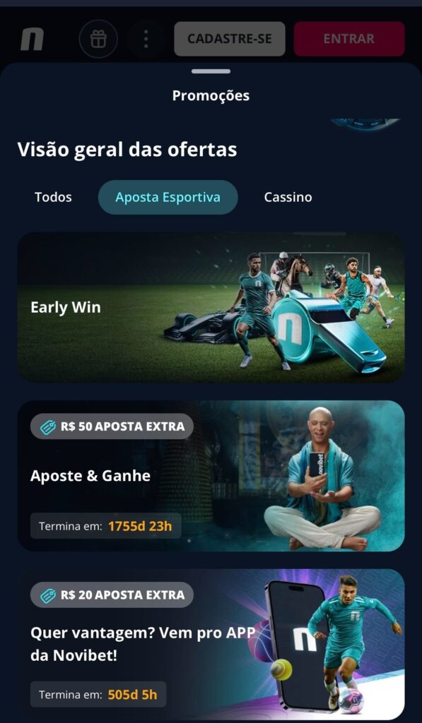 Promoções na Novibet