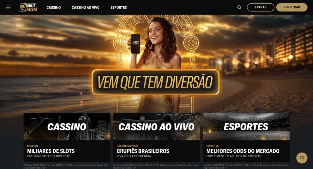 captura de tela mostrando a página inicial da plataforma BetMGM Brasil