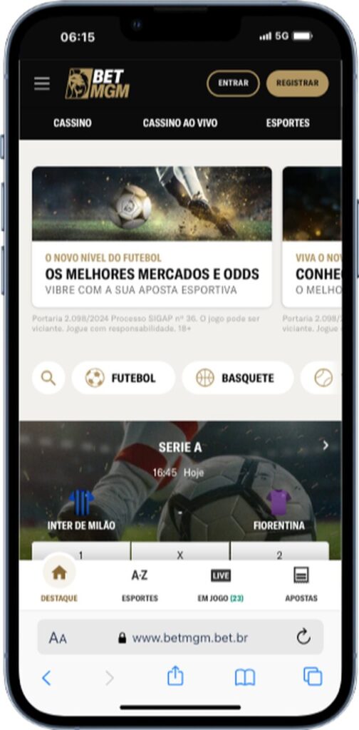 tela da BetMGM mobile mostrando as apostas no celular