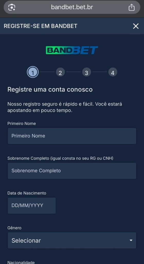 Veja como se cadastrar na Bandbet aqui