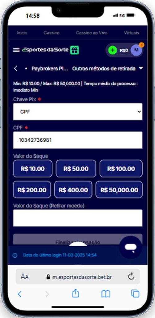Como sacar na Esportes da Sorte