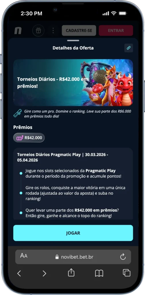 Torneios Diários no Novibet Cassino