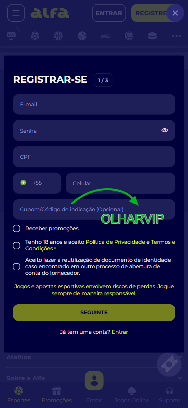 codigo promocional alfabet olharvip