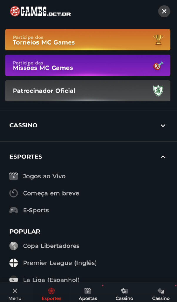 missões código promocional mc games