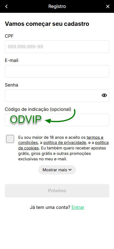 codigo indicacao kto