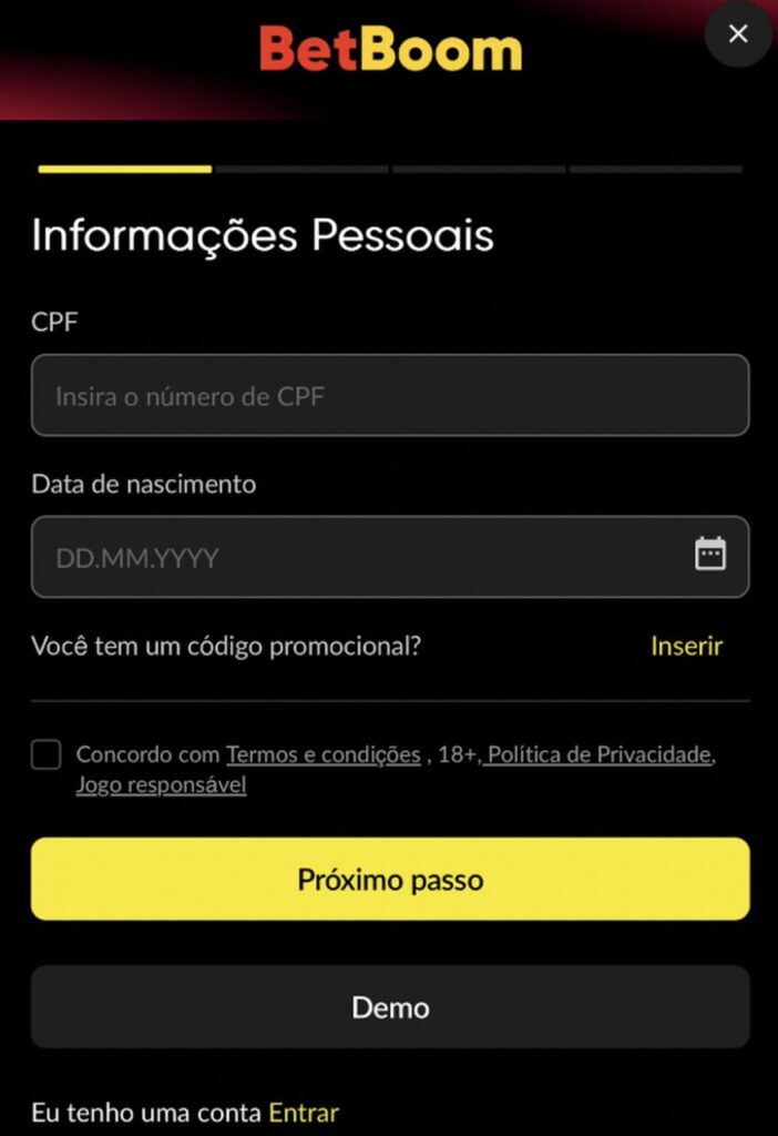 codigo promocional betboom cadastro