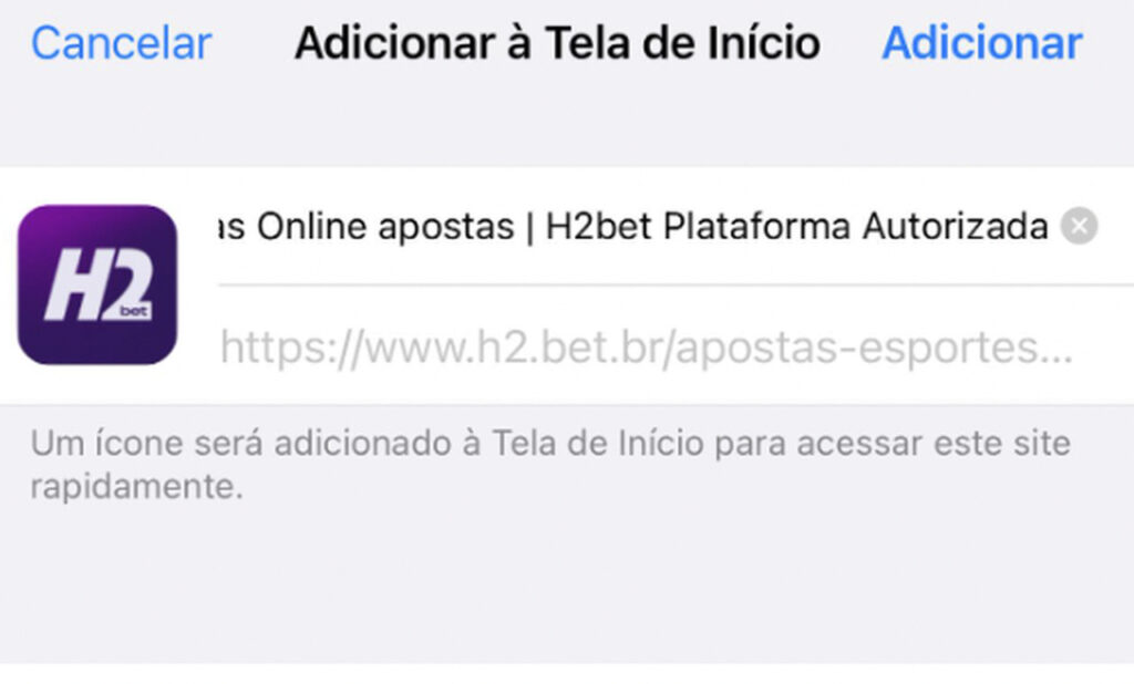 atalho para o app h2bet no iphone