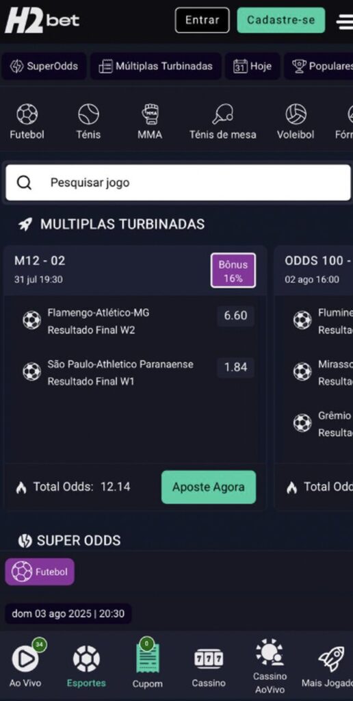 múltipla turbinada h2bet