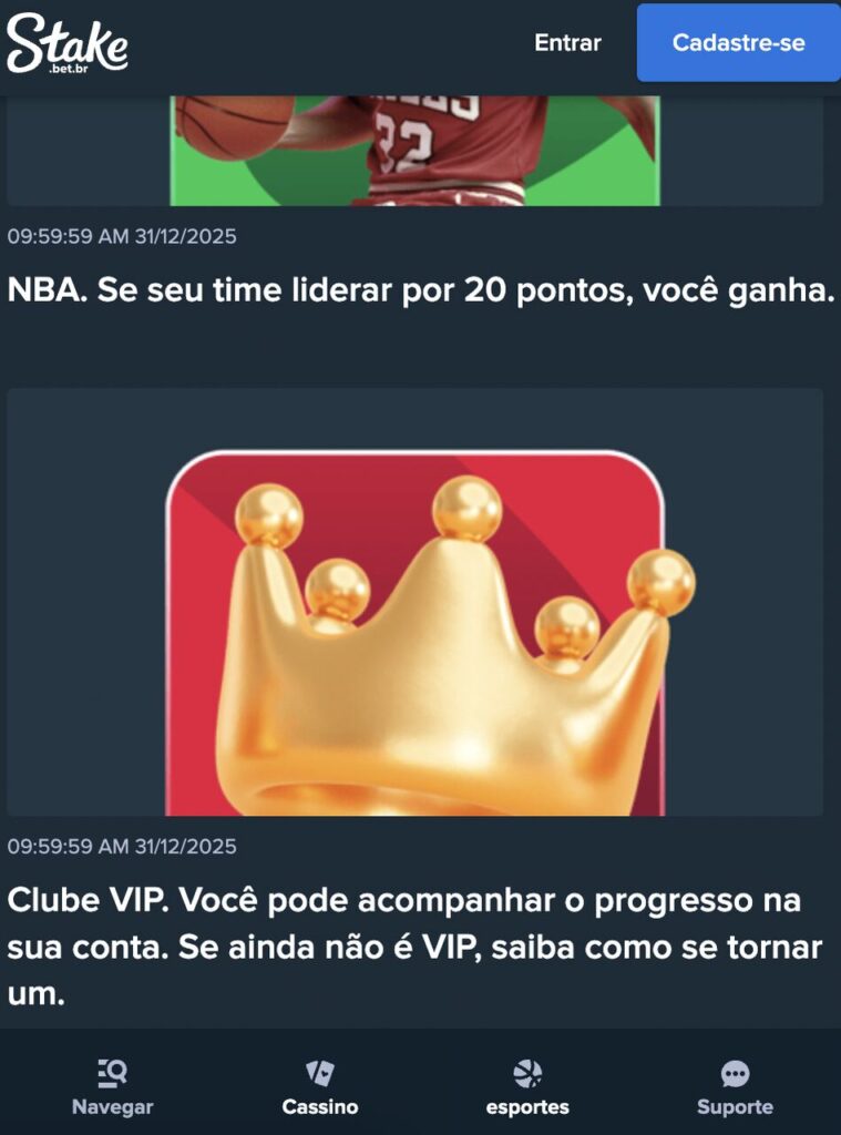 print da tela de promoções stake
