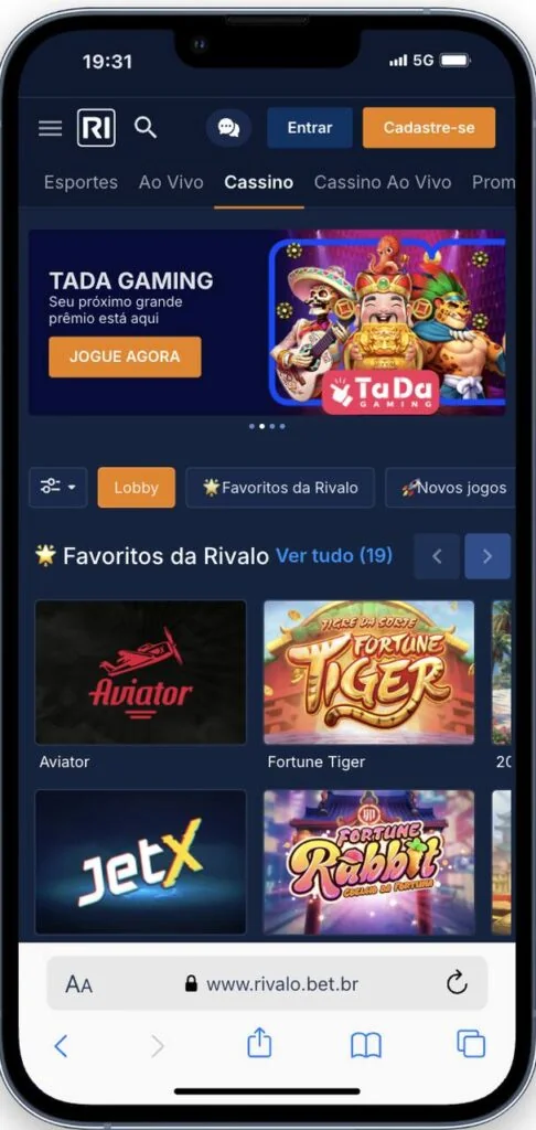 cassino no aplicativo da rivalo
