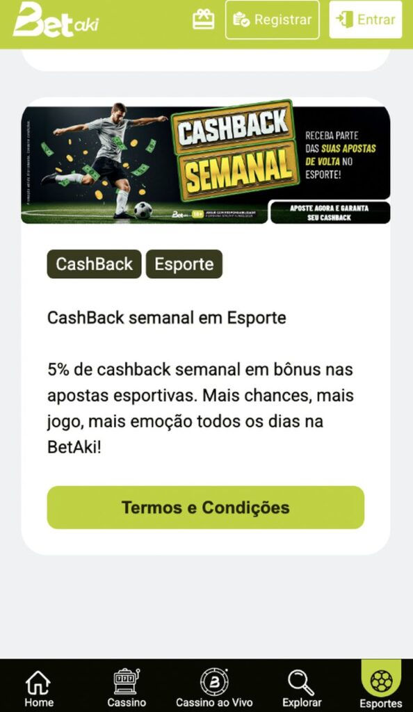 oferta de cashback betaki