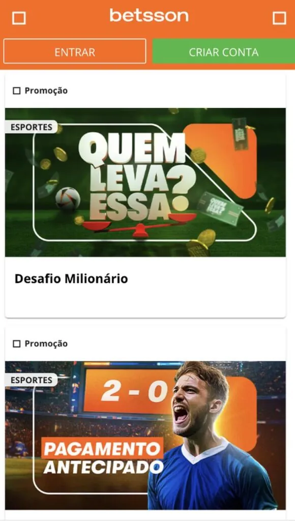 ofertas no app da betsson