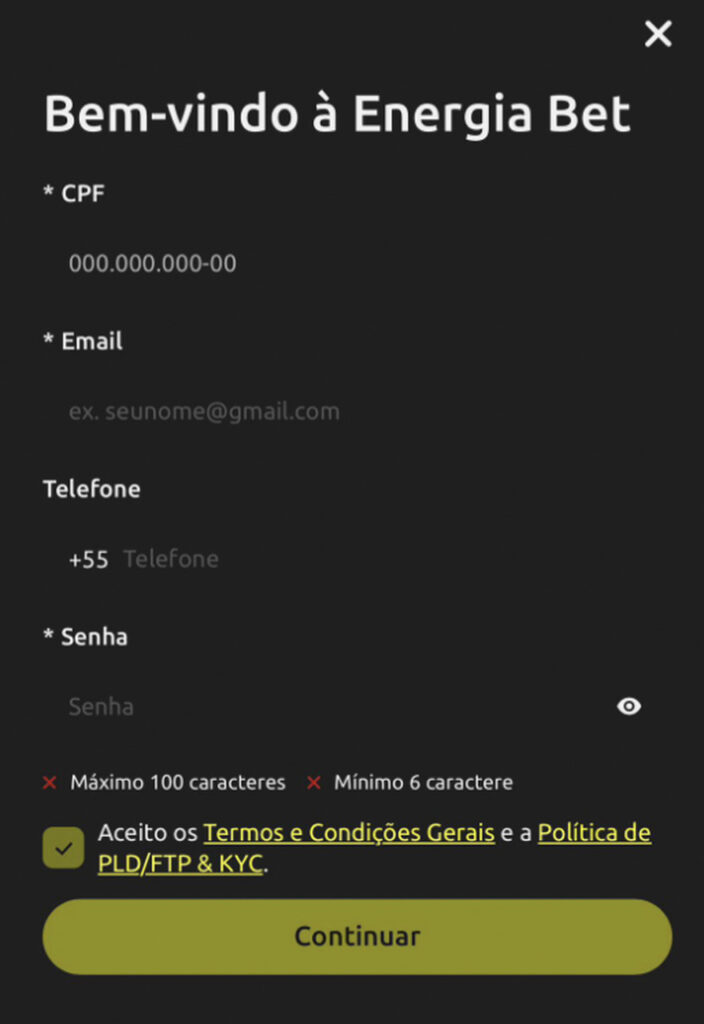 registro energia bet sem código promocional