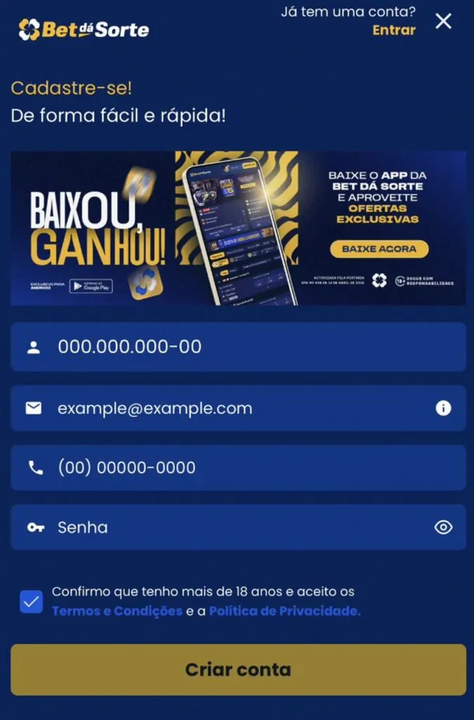 registro bet da sorte app