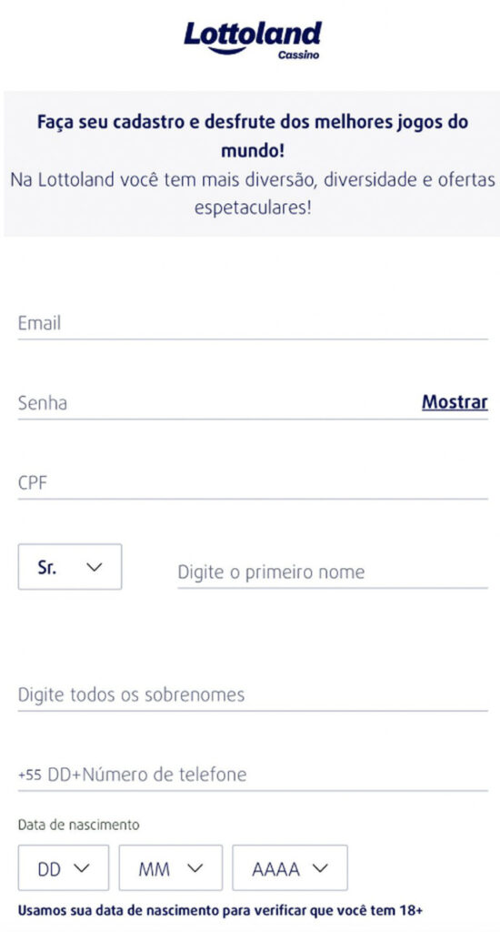 registro lottoland sem código promocional