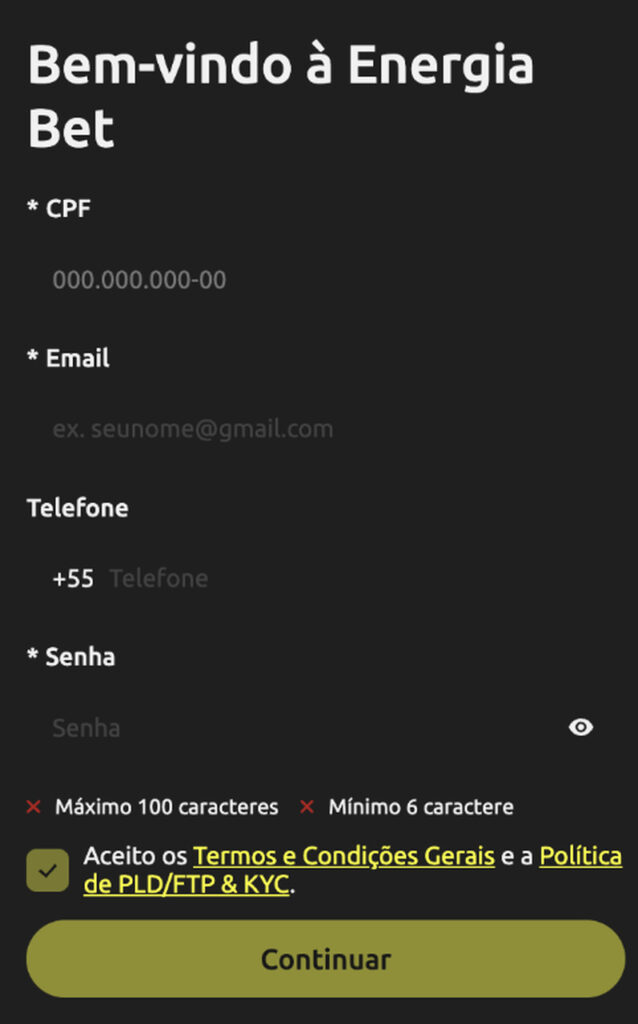 registro no app da energia bet