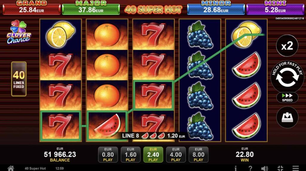 slots de frutinhas 40 super hot