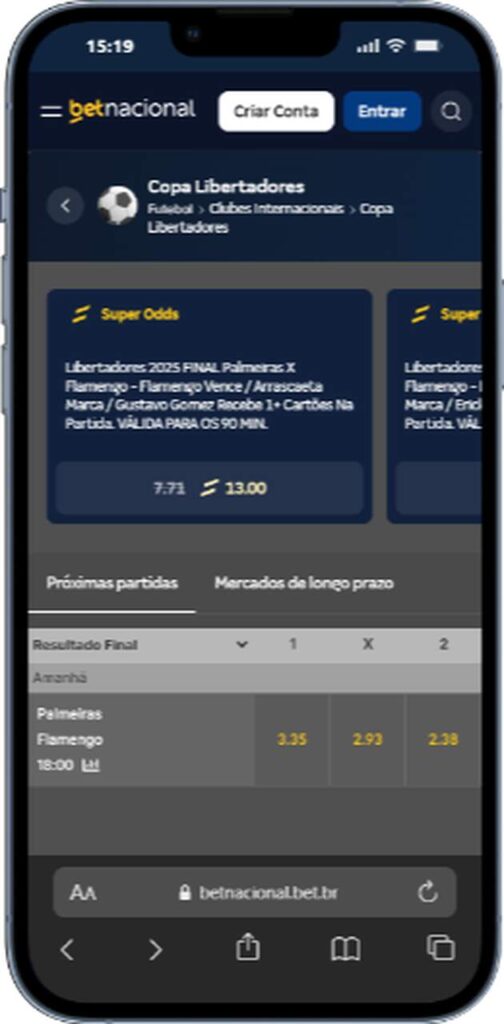 Promoção da Final da Libertadores Betnacional: Super Odds Palmeiras X Flamengo