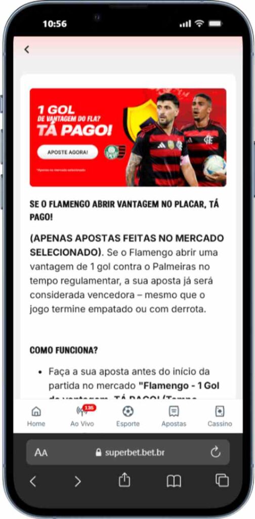 Promoção Superbet para Final da Libertadores oferece pagamento com 1 gol de vantagem