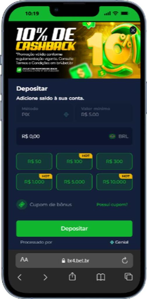 Dep&oacute;sito BRBET