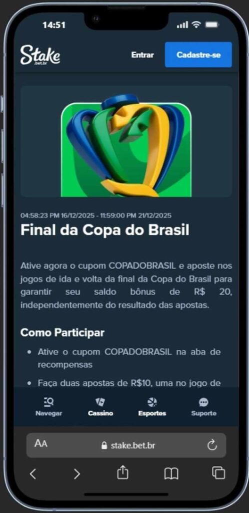 Stake Final da Copa do Brasil