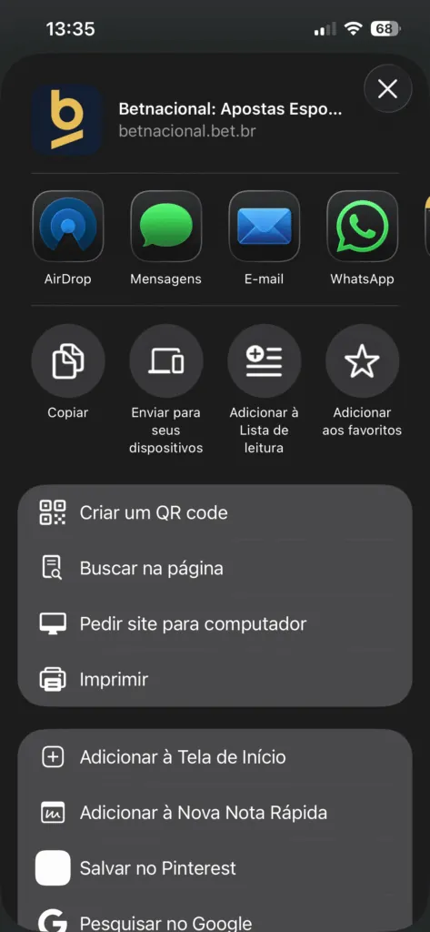 Betnacional app para iOS