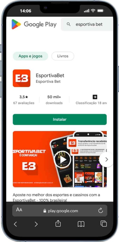 Esportiva Bet como baixar app na Play Store