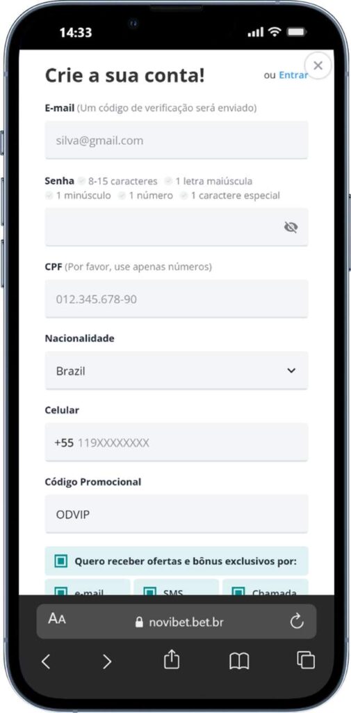 Novibet criar conta com código promocional Novibet