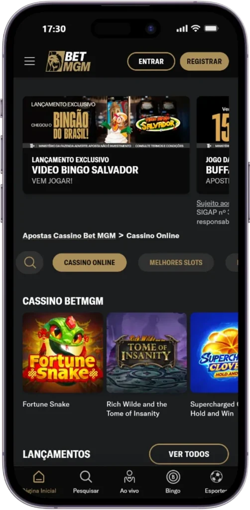 Plataforma BetMGM, um cassino pix focado em jackpots e títulos exclusivos