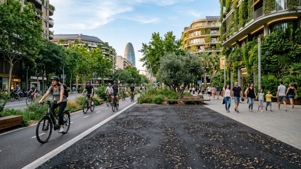 A ideia de Barcelona para reduzir até 76% de CO2: trocar o asfalto comum por restos de azeitona e madeira