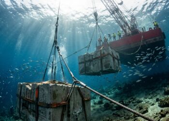 O Reino Unido solta peças de concreto com 6 mil quilos no oceano para tentar recuperar algo que sumiu faz cem anos