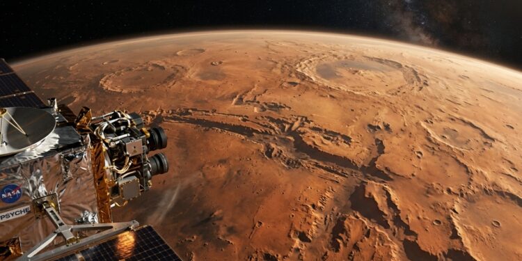 Nave espacial Psyche da NASA tira fotos incríveis de Marte durante passagem rápida