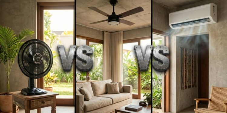 O que é mais econômico: ventilador de teto, ventilador de mesa ou ar-condicionado?