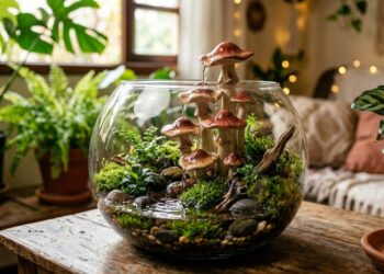 Por menos de R$ 50 você faz este aquário com cascata de cogumelos incrível