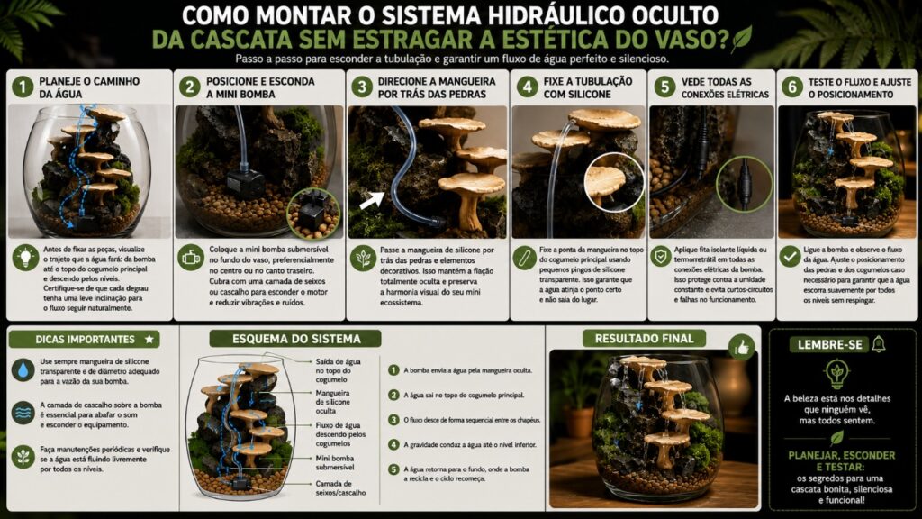 Por menos de R$ 50 você faz este aquário com cascata de cogumelos incrível