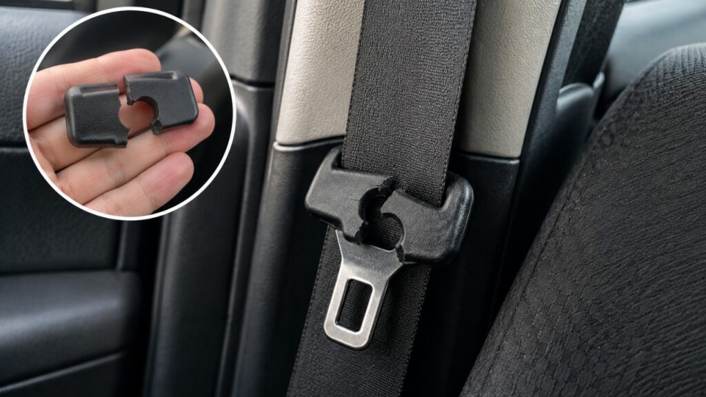 Para que serve o pequeno botão no cinto de segurança do carro?