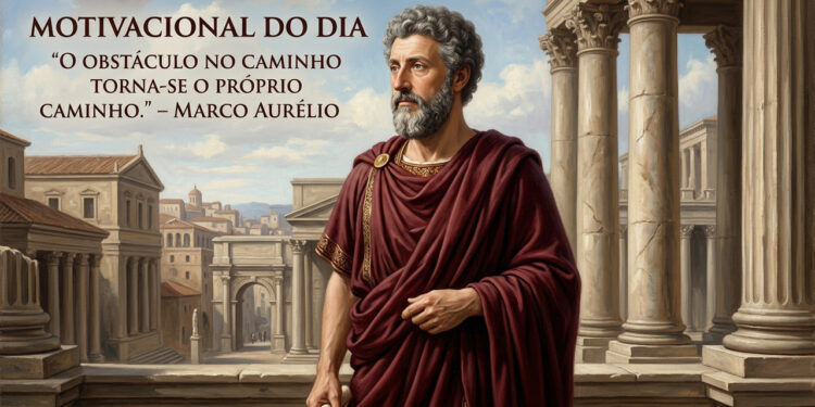Motivacional do dia — Marco Aurélio, filósofo: “O obstáculo no caminho torna-se o próprio caminho. Aquilo que tenta te impedir é também o que te ensina a avançar.”