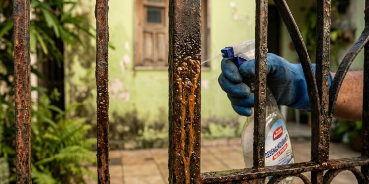 Adeus, portão de ferro enferrujado: o truque com produto de cozinha que remove a ferrugem sem lixar