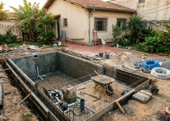 Quanto custa construir uma piscina pequena no quintal em 2026?