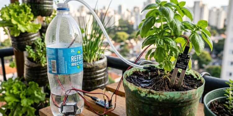 O sensor de R$ 15 que está transformando garrafas PET em hortas verticais autônomas