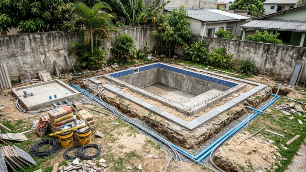Quanto custa construir uma piscina pequena no quintal em 2026?