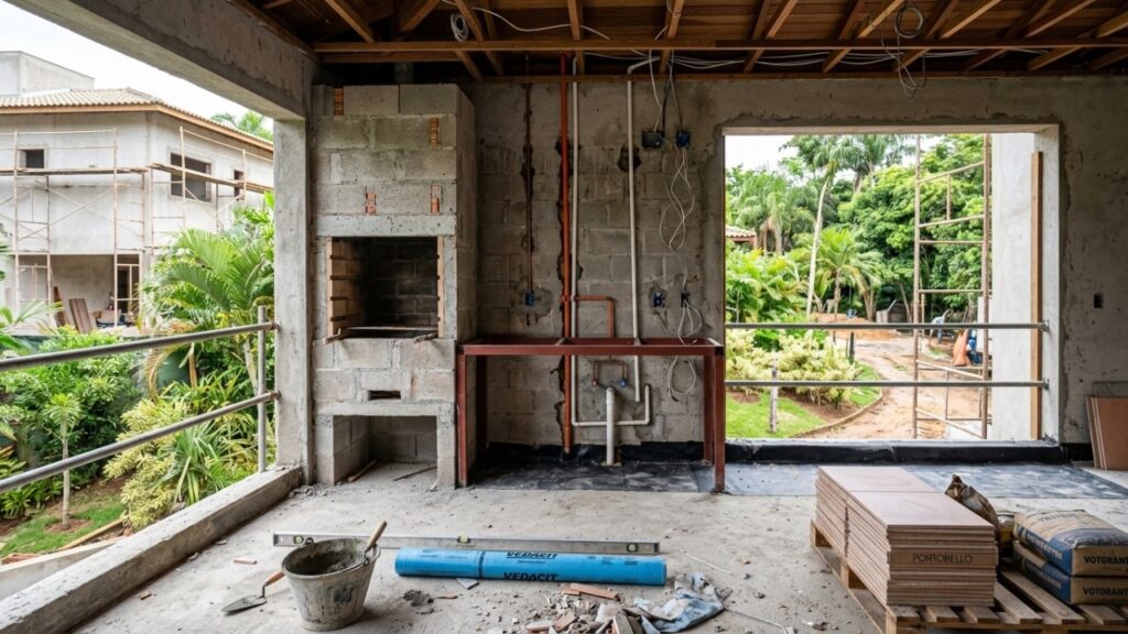 Quanto custa construir uma casa de 2 andares com varanda gourmet em 2026? Veja o orçamento real, do terreno ao acabamento