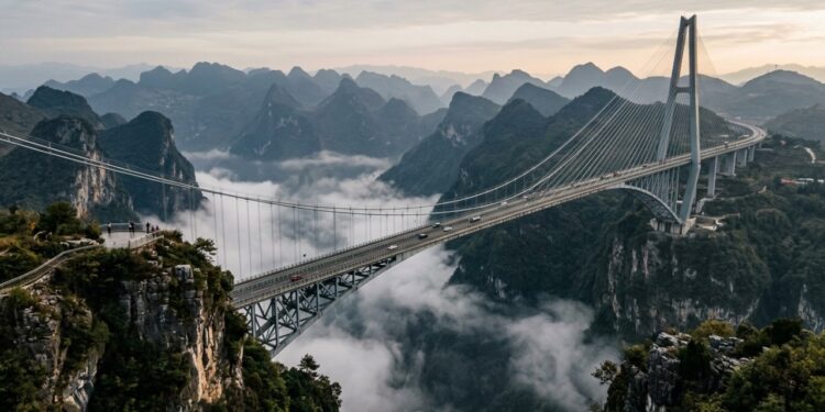 A ponte mais alta do mundo abre em 2026 na China e tem altura de um arranha-céu