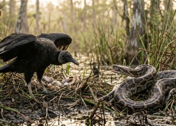 Abutres viram aliados inesperados contra pítons invasoras nos Everglades