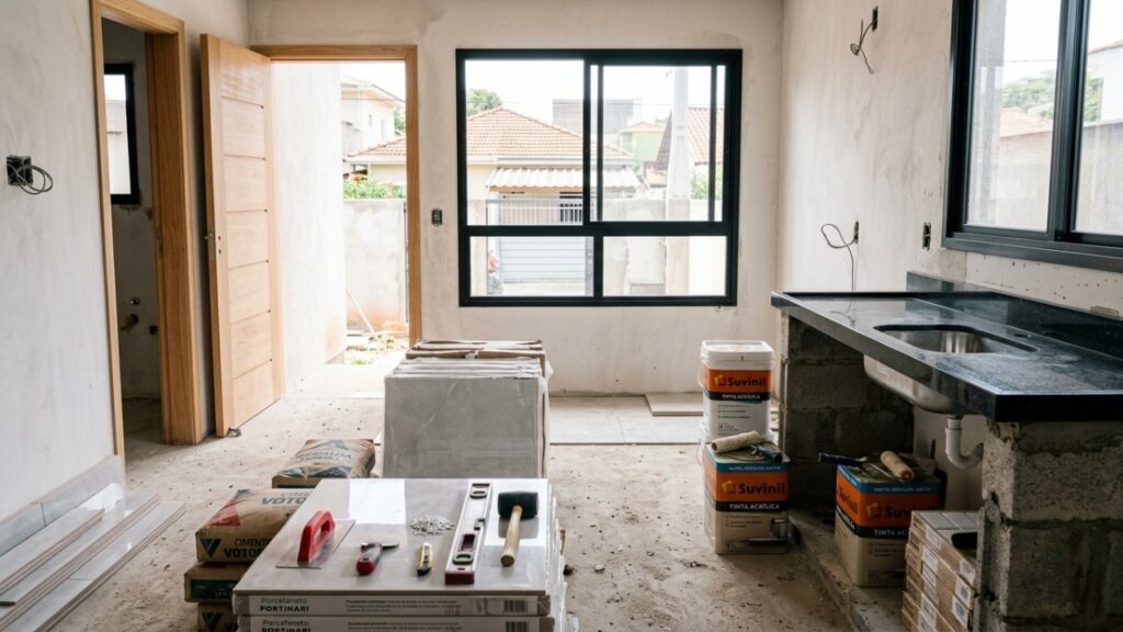 Quanto custa construir uma casa pequena em terreno 10x20 com acabamento de classe média em 2026?